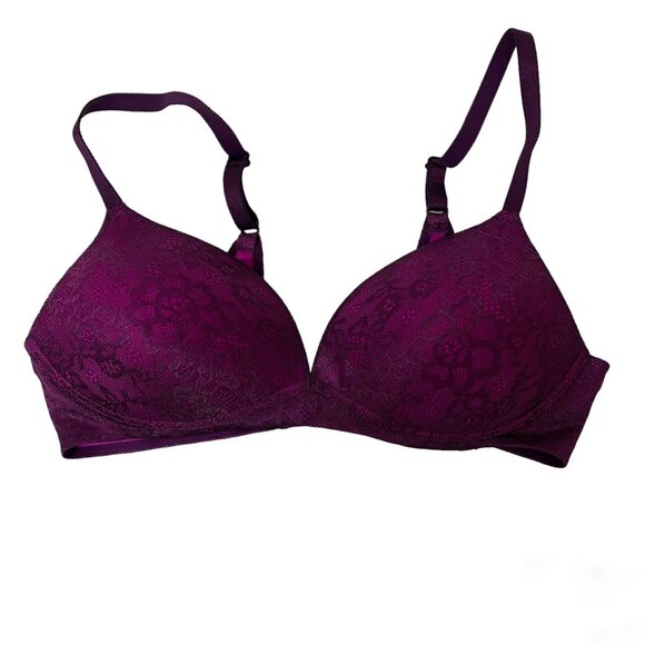 Ambrielle Back Smoothing Wire Free Bra in Purple Lace - Size 34C - Picture 1 of 6